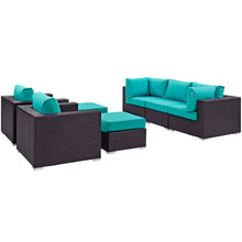 Load image into Gallery viewer, Convene 7 Piece Sectional Set in Espresso Turquoise
