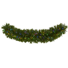 Load image into Gallery viewer, 6&#39; x 18&quot; Christmas Pine Extra Wide Artificial Garland w/100 Multicolor LED
