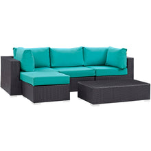 Load image into Gallery viewer, Convene 5 Piece Sectional Set in Espresso Turquoise
