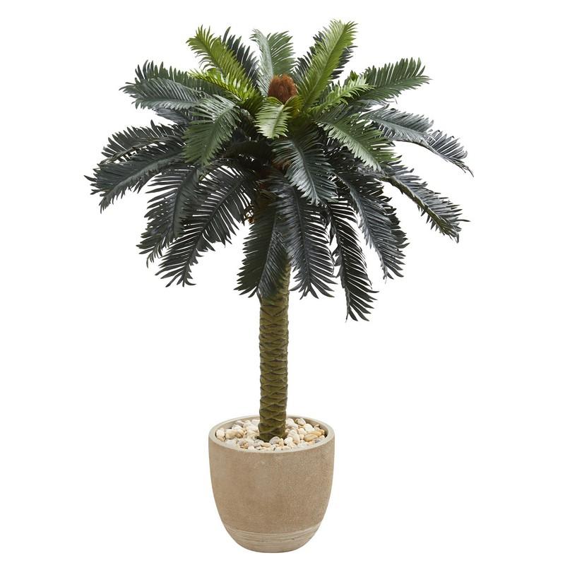 3.5' Sago Palm Artificial Tree in Sandstone Planter