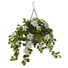 Load image into Gallery viewer, 3&#39; Poinsettia and Variegated Holly Artificial Plant in Metal Hanging Bowl
