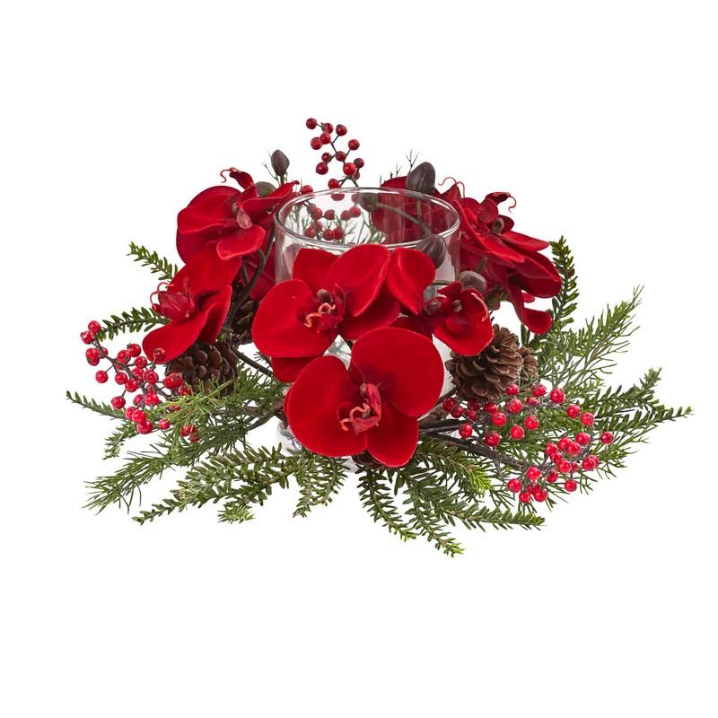 Orchid, Berry & Pine Holiday Candleabrum