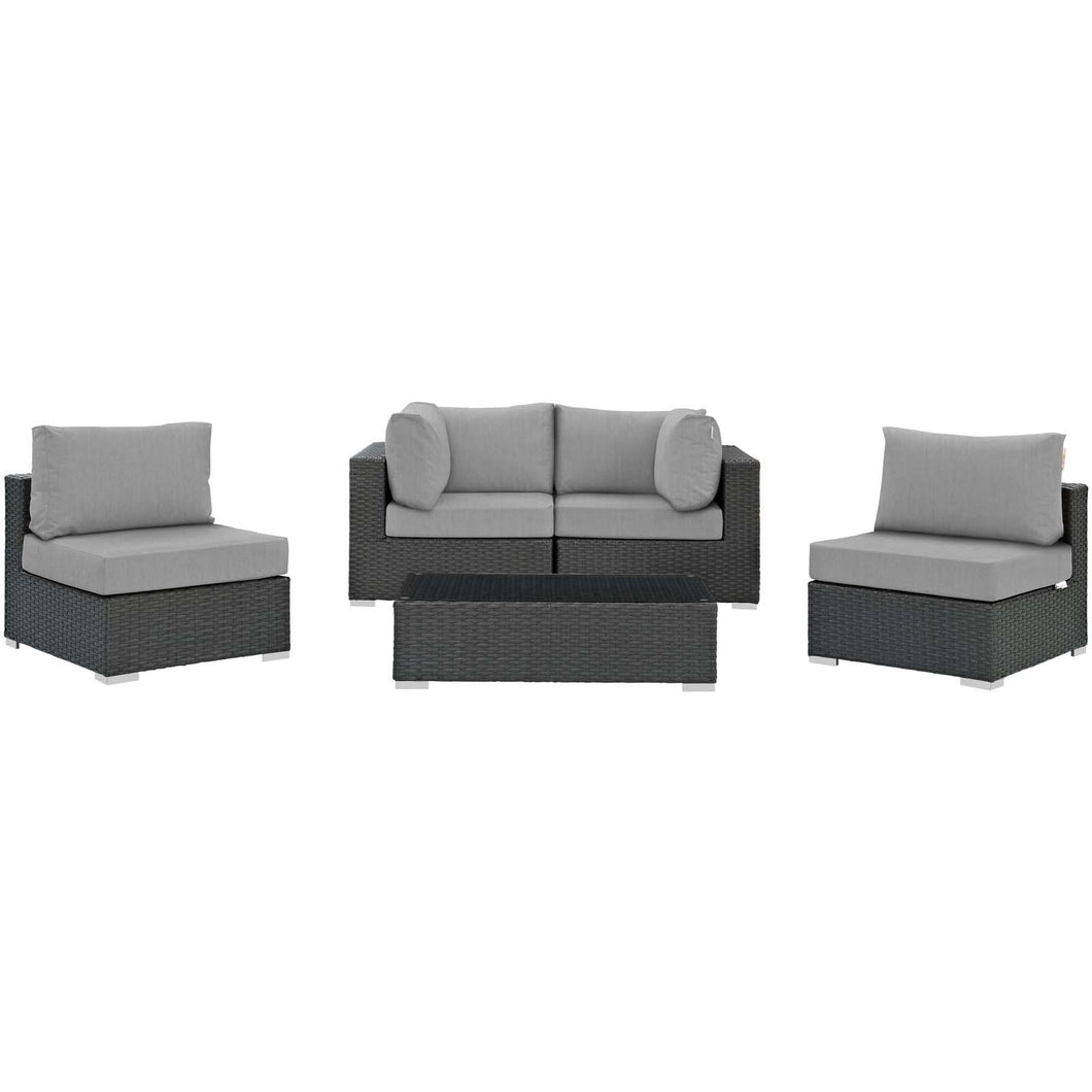 Sojourn 5 Piece Outdoor Patio Sunbrella¨ Sectional Set by Modway