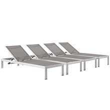 Load image into Gallery viewer, Shore Outdoor Patio Aluminum Chaise Set of 4 by Modway
