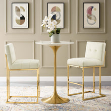 Load image into Gallery viewer, Privy Gold Stainless Steel Performance Velvet Bar Stool Set of 2 by Modway
