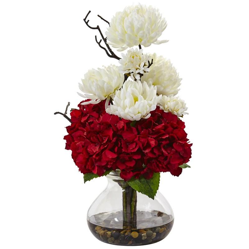 Hydrangea and Mum in Vase
