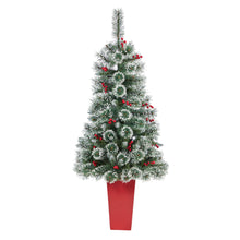 Load image into Gallery viewer, 52' Frosted Swiss Pine Artificial Christmas Tree w/ 100 Clear LED Lights
