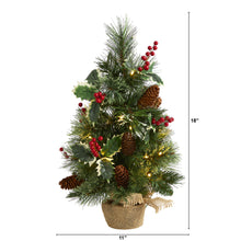 Load image into Gallery viewer, 18&#39; Mixed Pine Artificial Christmas Tree w/ Holly Berries, Pinecones
