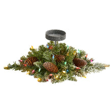 Load image into Gallery viewer, 16&quot; Flocked Artificial Christmas Pine Candelabrum w/35 Multicolored Lights
