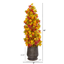 Load image into Gallery viewer, 43&quot; Autumn Maple Artificial Tree in Ribbed Metal Planter
