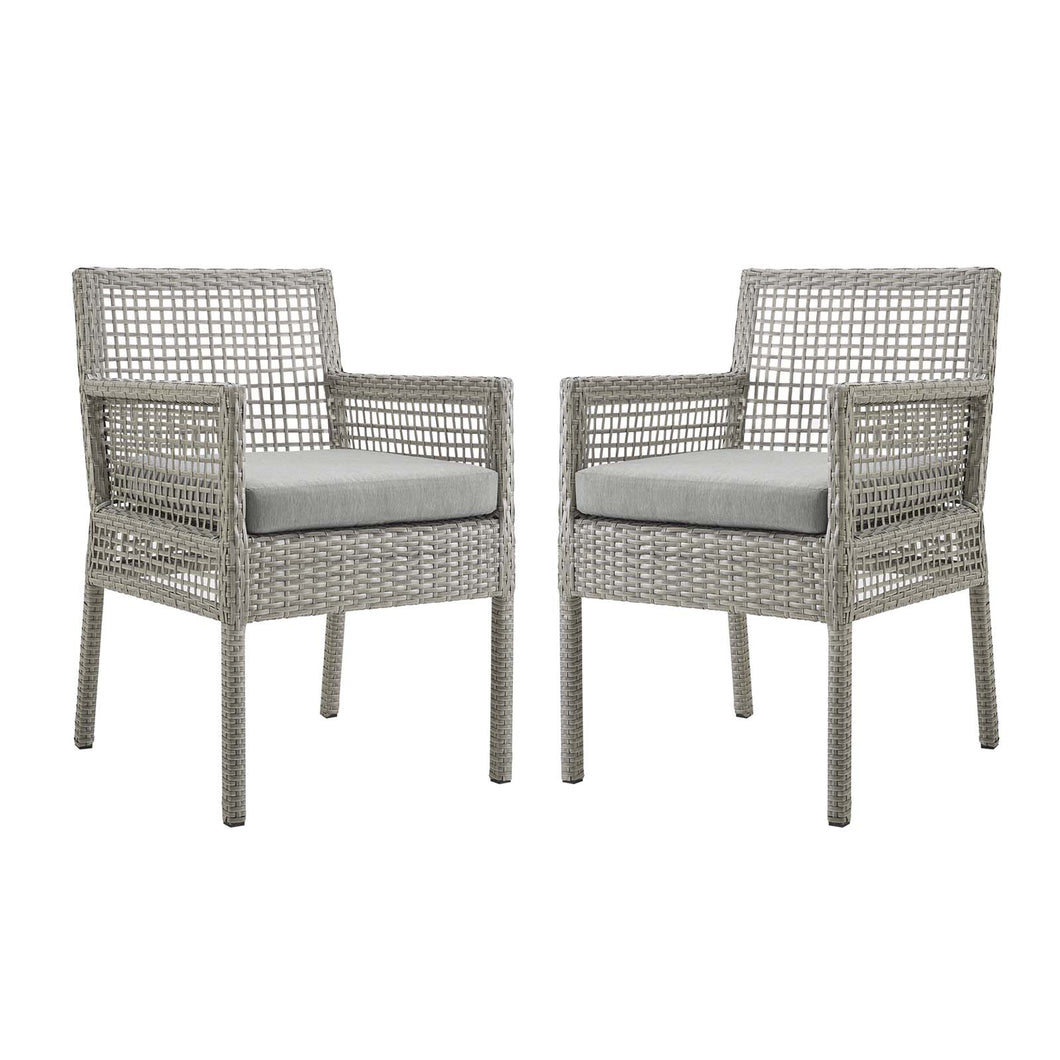 Aura Outdoor Patio Wicker Rattan Dining Armchair Set of 2 by Modway