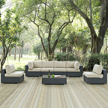 Load image into Gallery viewer, Sojourn 7 Piece Outdoor Patio Sunbrella¨ Sectional Set by Modway
