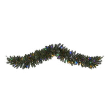 Load image into Gallery viewer, 6&#39; Flocked Artificial Christmas Garland with 50 Multicolored LED and Berries
