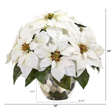 Load image into Gallery viewer, 14&quot; Poinsettia Artificial Arrangement in Designer Silver Bowl
