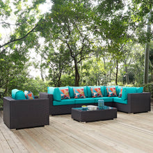 Load image into Gallery viewer, Convene 7 Piece Sectional Set in Espresso Turquoise
