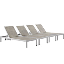 Load image into Gallery viewer, Shore Outdoor Patio Aluminum Chaise Set of 4 by Modway
