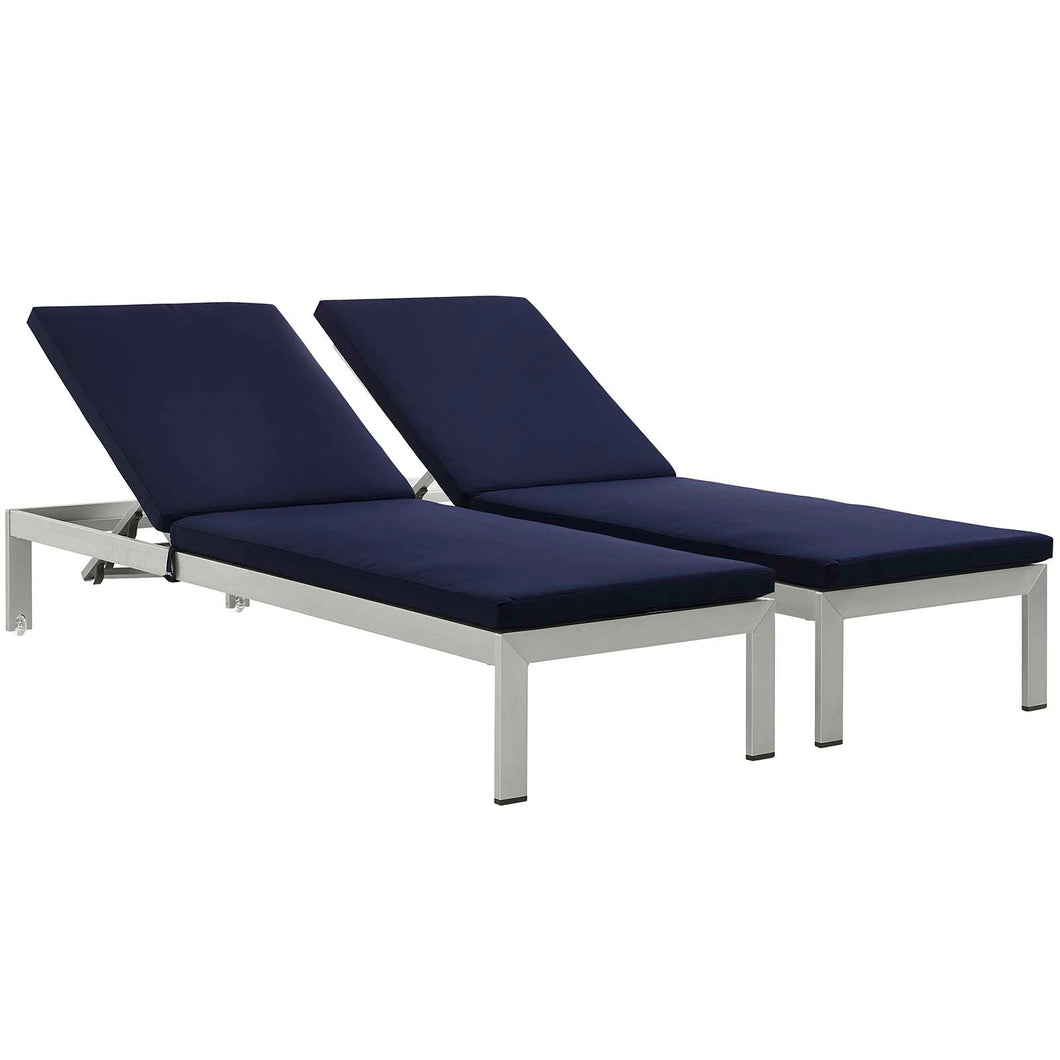 Shore Outdoor Patio Aluminum Chaise with Cushions Set of 2 by Modway
