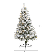 Load image into Gallery viewer, 5&#39; Flocked West Virginia Fir Artificial Christmas Tree with 150 LED Lights
