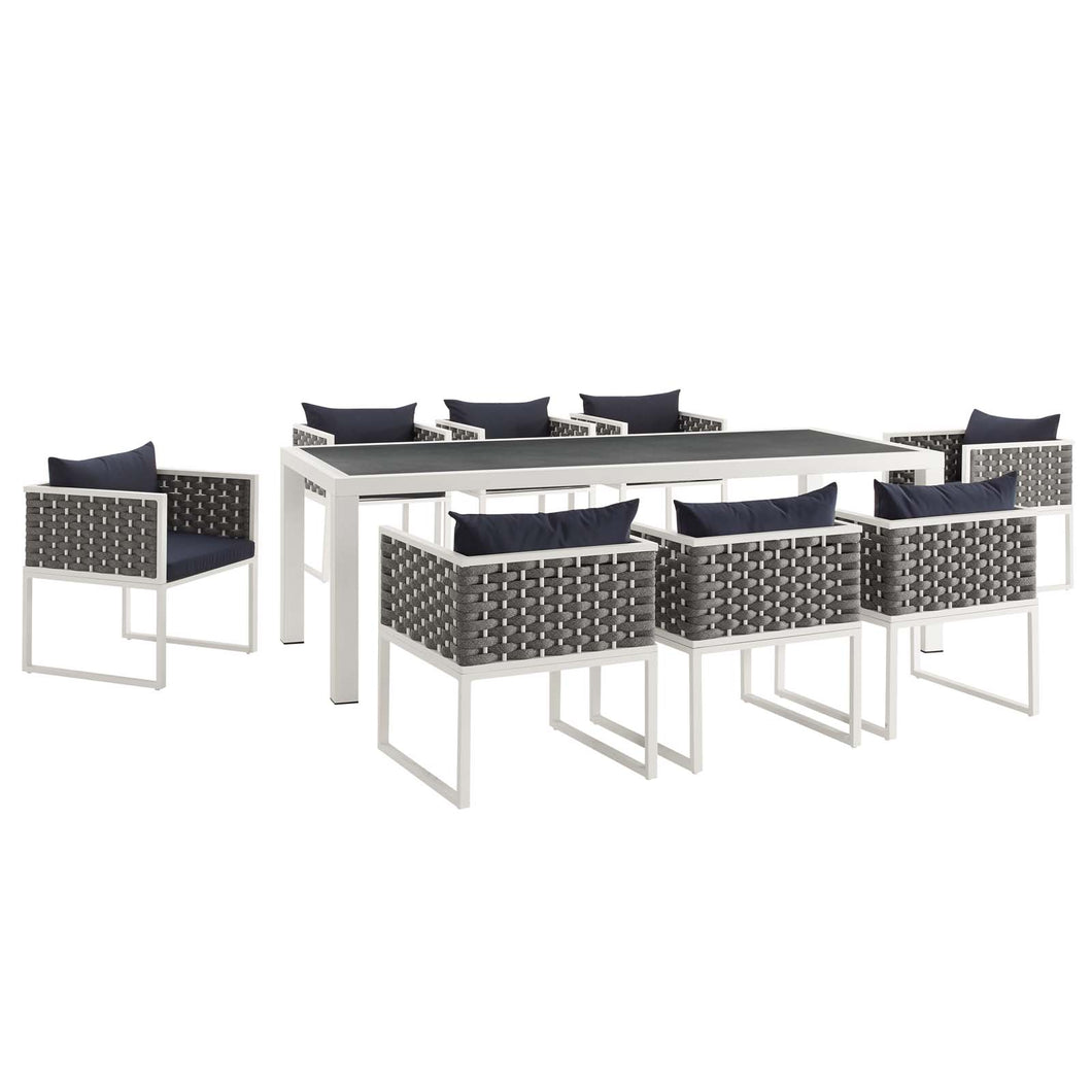 Stance 9 Piece Outdoor Patio Aluminum Dining Set by Modway