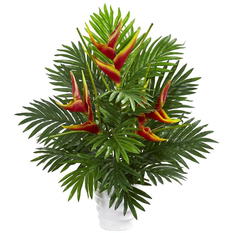 25'' Heliconia & Areca Palm Artificial Arrangement