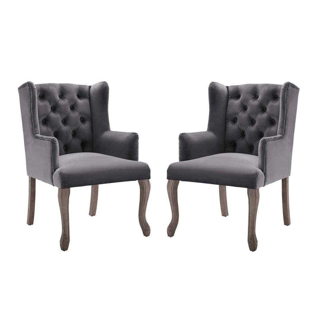 Realm Performance Velvet Armchair Set of 2 by Modway