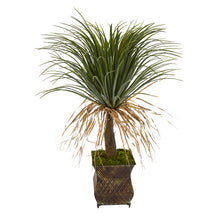 Load image into Gallery viewer, 37&quot; Pony Tail Palm Artificial Plant in Decorative Metal Planter
