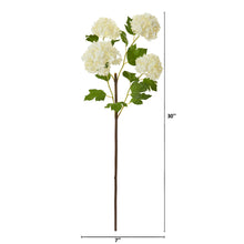 Load image into Gallery viewer, 30&quot; Snowball Hydrangea Artificial Flower (Set of 3)
