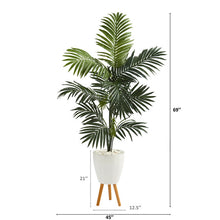 Load image into Gallery viewer, 69&quot; Kentia Artificial Palm Tree in White Planter with Stand
