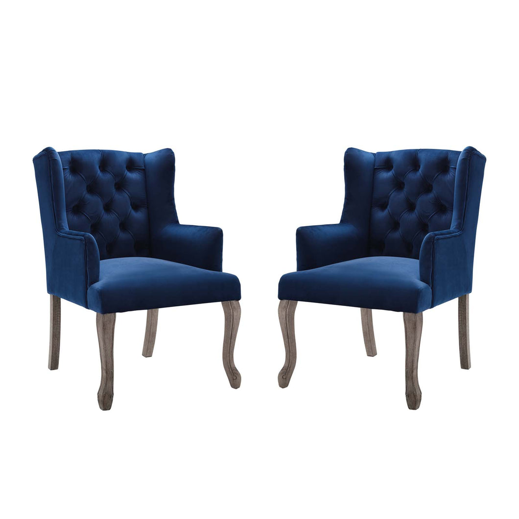 Realm Performance Velvet Armchair Set of 2 by Modway