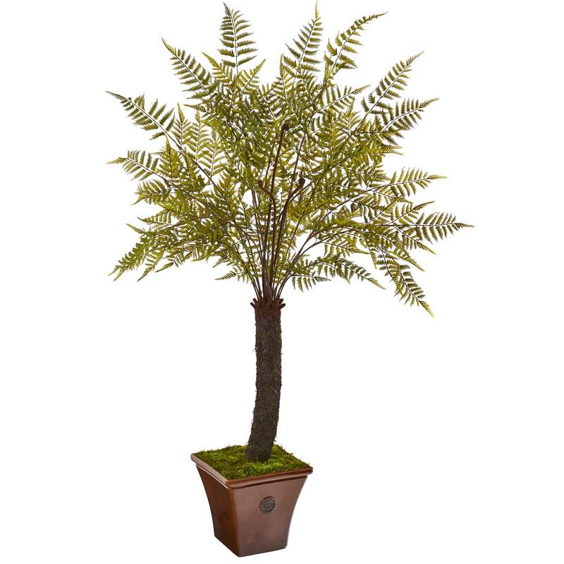 6' Fern Artificial Plant in Brown Planter