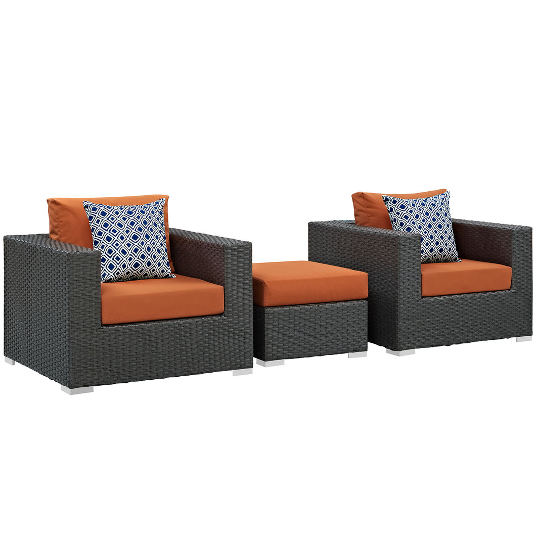 Sojourn 3 Piece Outdoor Patio Sunbrella¨ Sectional Set by Modway