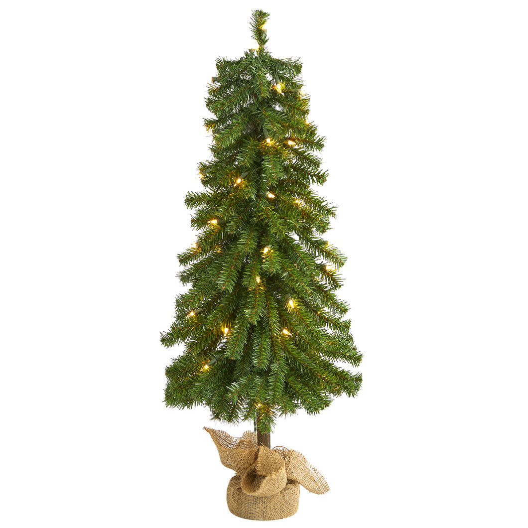 3' Alpine Artificial Christmas Tree w/ 50 Lights, 177 Bendable Branches
