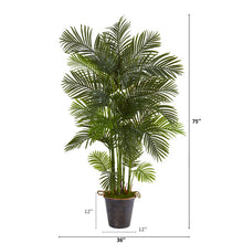 Load image into Gallery viewer, 75&quot; Areca Palm Artificial Tree in Decorative Metal Pail with Rope
