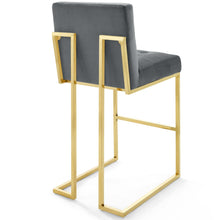 Load image into Gallery viewer, Privy Gold Stainless Steel Performance Velvet Bar Stool by Modway
