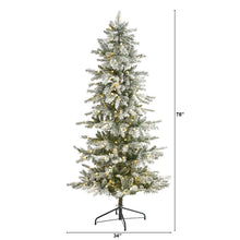 Load image into Gallery viewer, 6.5' Slim Flocked Nova Scotia Spruce Artificial Christmas Tree
