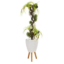 Load image into Gallery viewer, 55&quot; Tillandsia Artificial Plant in White Planter with Stand
