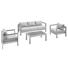 Load image into Gallery viewer, Shore 4 Piece Sunbrella¨ Fabric Outdoor Patio Aluminum Set by Modway
