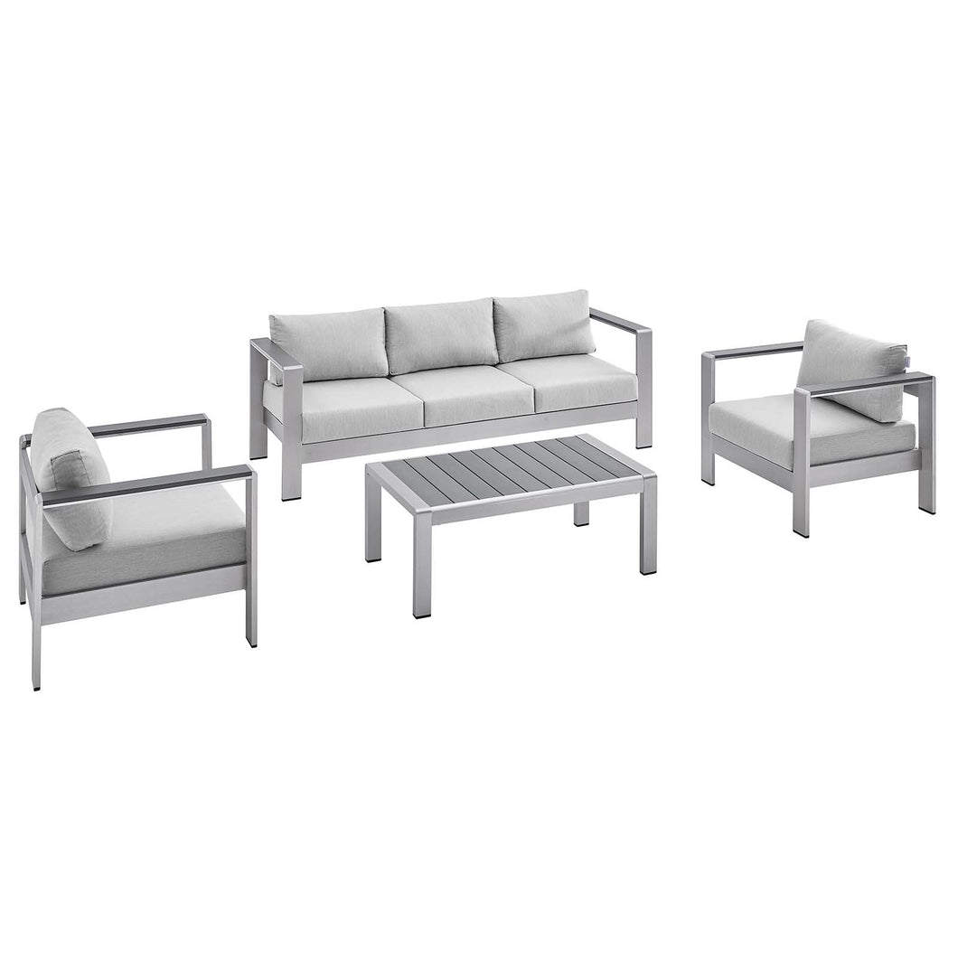 Shore 4 Piece Sunbrella¨ Fabric Outdoor Patio Aluminum Set by Modway