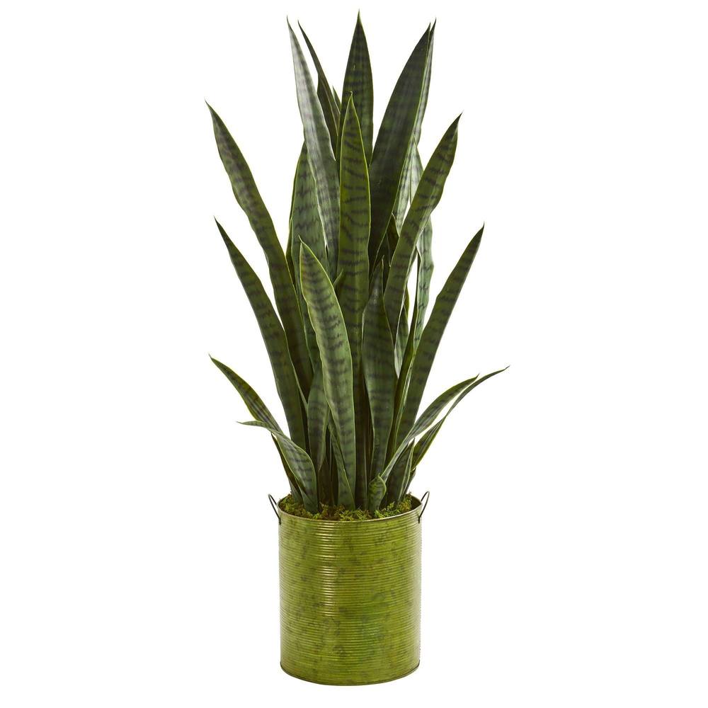 39' Sansevieria Artificial Plant in Metal Planter