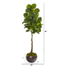 Load image into Gallery viewer, 66&quot;  Fiddle Leaf Artificial Tree in Metal Bowl (Real Touch)
