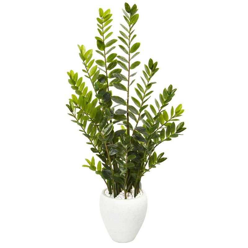4.5' Zamioculcas Artificial Plant in White Planter