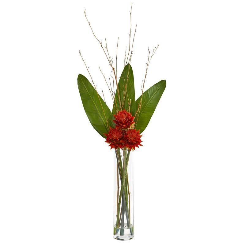 3.5' Tropical Artificial Arrangement in Cylinder Vase