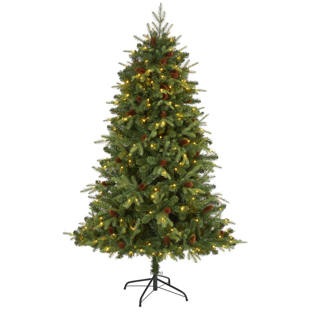 6' Wellington Spruce 'Natural Look' Artificial Christmas Tree w/ 300 Clear LED