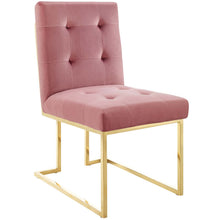 Load image into Gallery viewer, Privy Gold Stainless Steel Performance Velvet Dining Chair Set of 2 by Modway
