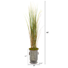 Load image into Gallery viewer, 45&quot; Grass and Bamboo Artificial Plant in Vintage Metal Planter
