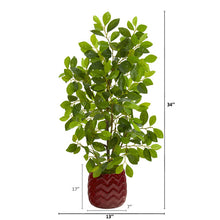 Load image into Gallery viewer, 34" Ficus Artificial Tree in Decorative Red Planter
