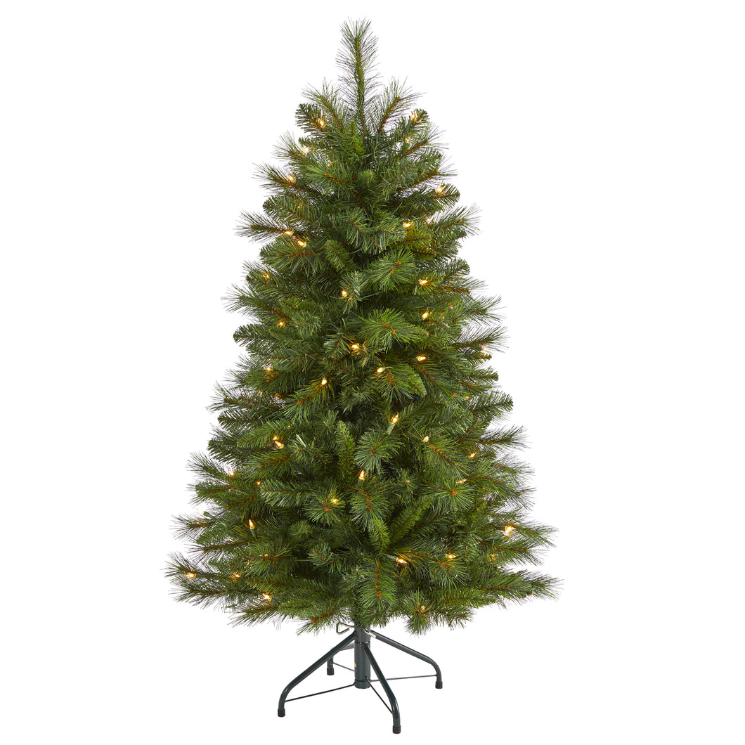 4' West Virginia Mountain Pine Artificial Christmas Tree w/ 100 Clear Lights