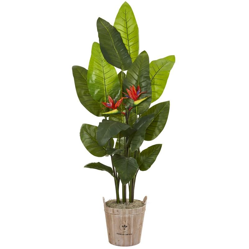 6' Bird of Paradise Artificial Plant in Farmhouse Planter (Real Touch)
