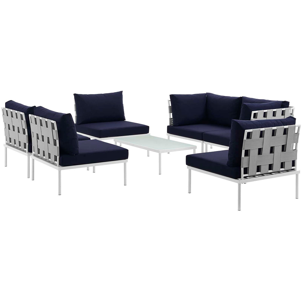 Harmony 7 Piece Outdoor Patio Aluminum Sectional Sofa Set by Modway