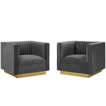 Load image into Gallery viewer, Sanguine Vertical Channel Tufted Upholstered Performance Velvet Armchair Set of 2 by Modway
